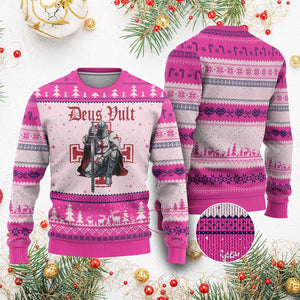 Deus Vult Knight Templar Ugly Christmas Sweater Crusader Cross TS10 Hot Pink Print Your Wear