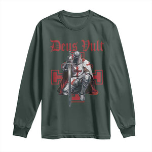 Deus Vult Knight Templar Long Sleeve Shirt Crusader Cross TS10 Dark Forest Green Print Your Wear