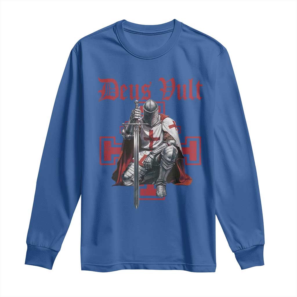 Deus Vult Knight Templar Long Sleeve Shirt Crusader Cross TS10 Royal Blue Print Your Wear