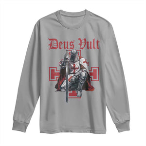 Deus Vult Knight Templar Long Sleeve Shirt Crusader Cross TS10 Sport Gray Print Your Wear