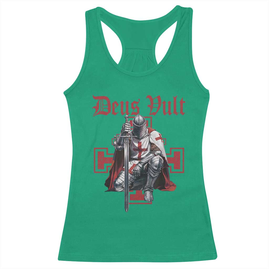 Deus Vult Knight Templar Racerback Tank Top Crusader Cross TS10 Irish Green Print Your Wear