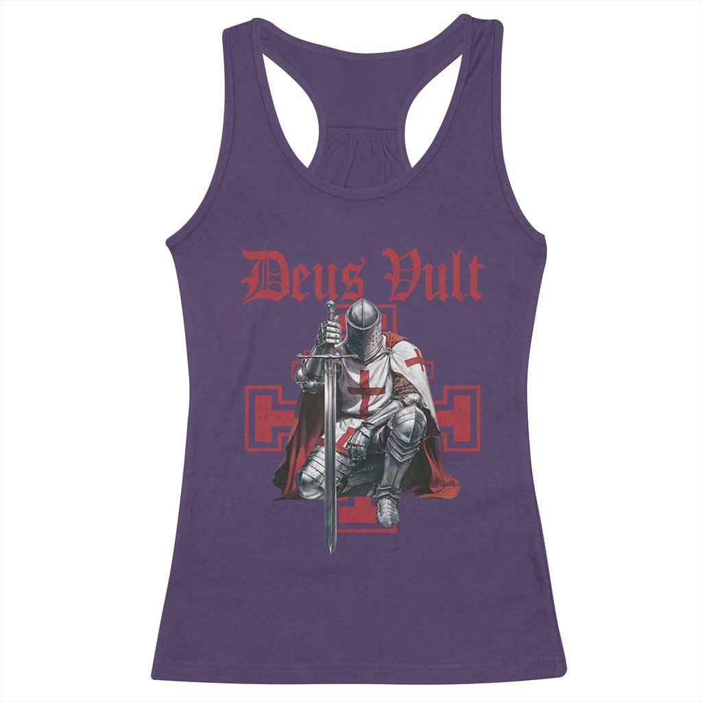 Deus Vult Knight Templar Racerback Tank Top Crusader Cross TS10 Purple Print Your Wear