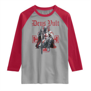 Deus Vult Knight Templar Raglan Shirt Crusader Cross TS10 Sport Gray Red Print Your Wear