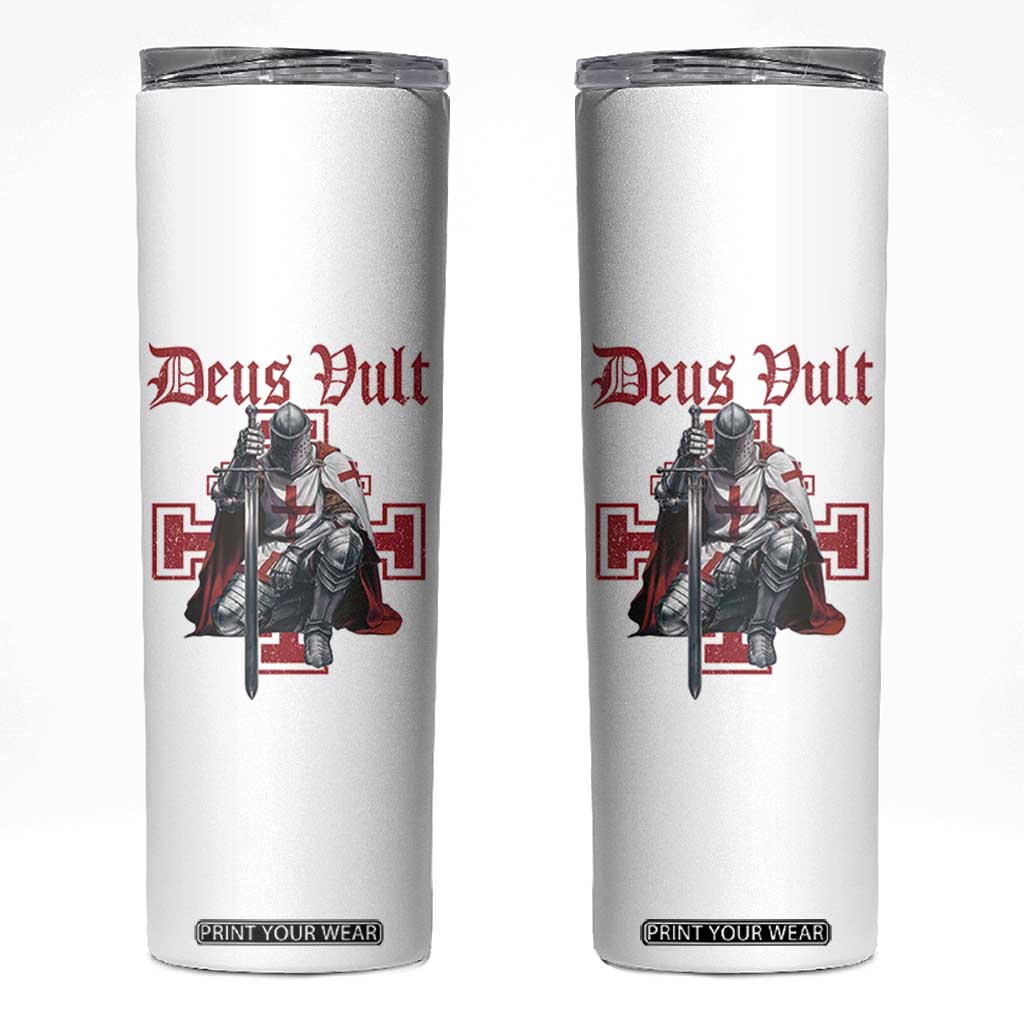Deus Vult Knight Templar Skinny Tumbler Crusader Cross TS10 White Print Your Wear