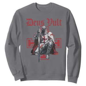 Deus Vult Knight Templar Sweatshirt Crusader Cross TS10 Charcoal Print Your Wear