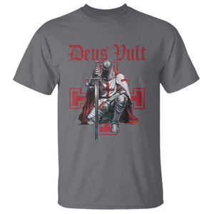 Deus Vult Knight Templar T Shirt Crusader Cross TS10 Charcoal Print Your Wear