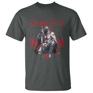 Deus Vult Knight Templar T Shirt Crusader Cross TS10 Dark Heather Print Your Wear