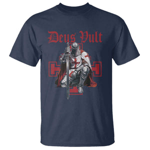 Deus Vult Knight Templar T Shirt Crusader Cross TS10 Navy Print Your Wear