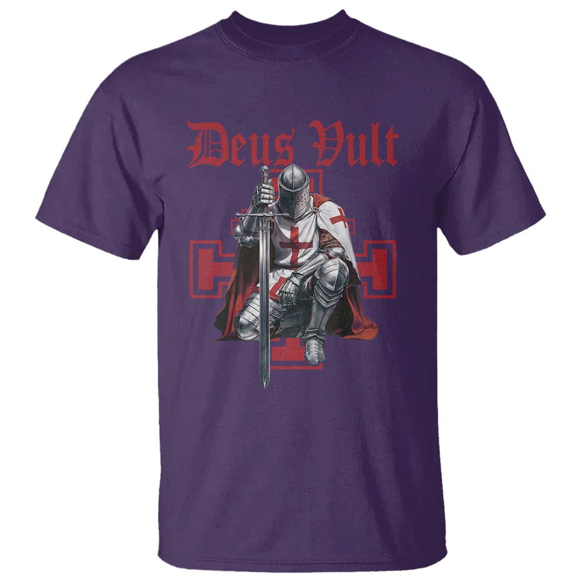 Deus Vult Knight Templar T Shirt Crusader Cross TS10 Purple Print Your Wear