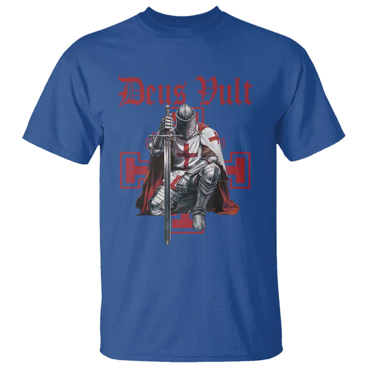 Deus Vult Knight Templar T Shirt Crusader Cross TS10 Royal Blue Print Your Wear