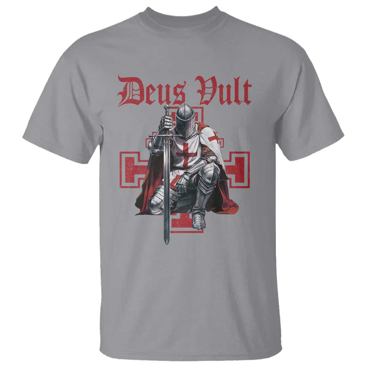 Deus Vult Knight Templar T Shirt Crusader Cross TS10 Sport Gray Print Your Wear