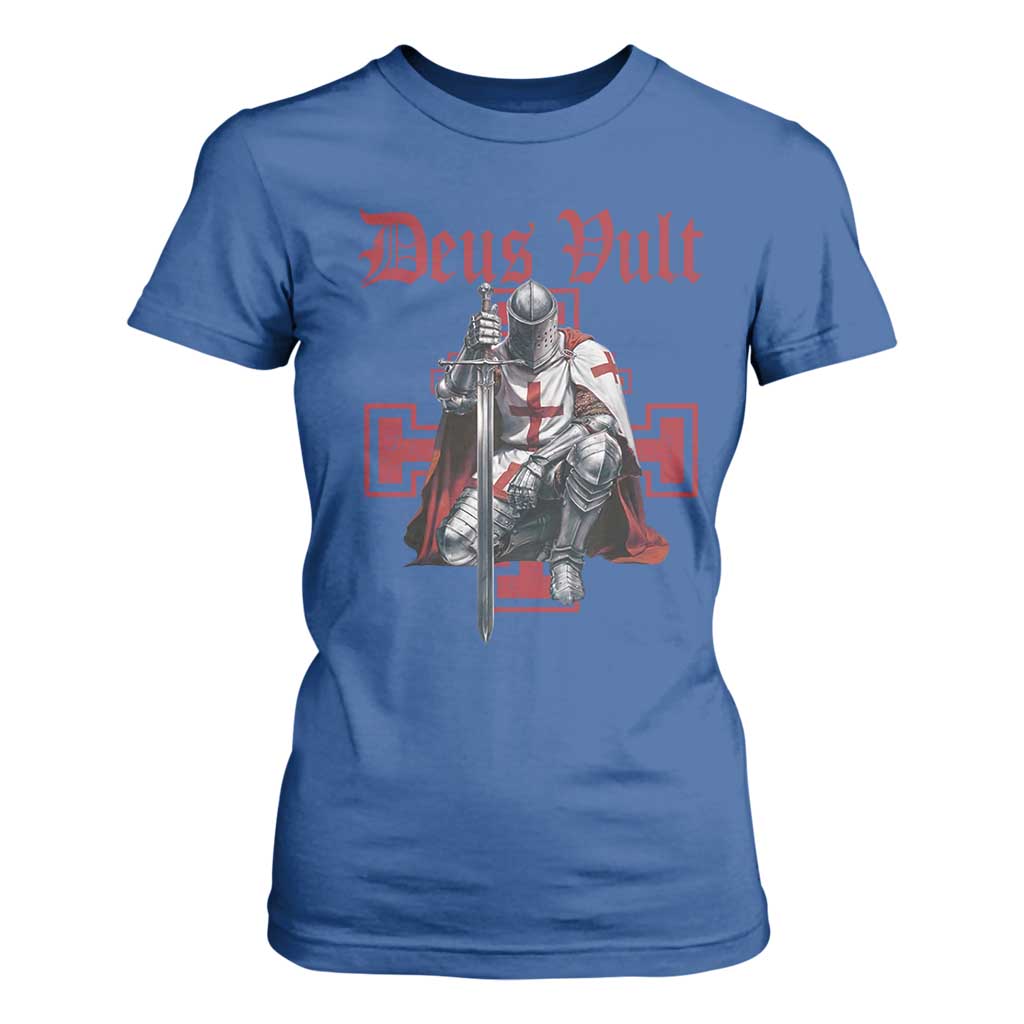 Deus Vult Knight Templar T Shirt For Women Crusader Cross TS10 Royal Blue Print Your Wear