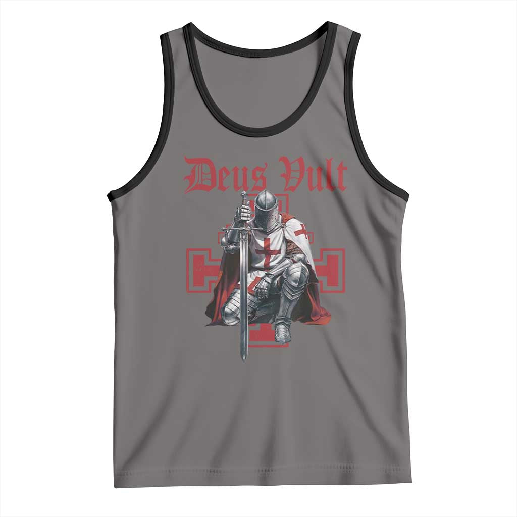Deus Vult Knight Templar Tank Top Crusader Cross TS10 Deep Heather Black Print Your Wear