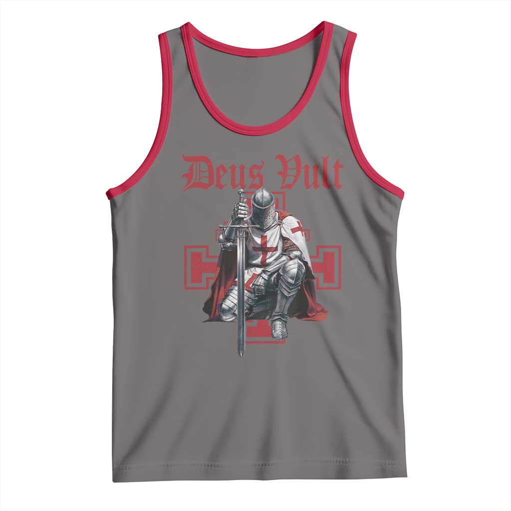 Deus Vult Knight Templar Tank Top Crusader Cross TS10 Deep Heather Red Print Your Wear