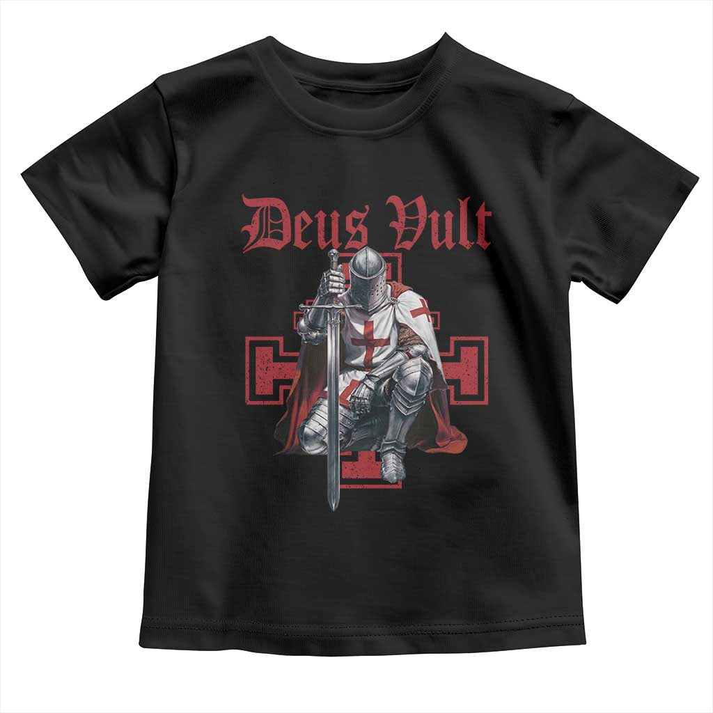 Deus Vult Knight Templar Toddler T Shirt Crusader Cross TS10 Black Print Your Wear