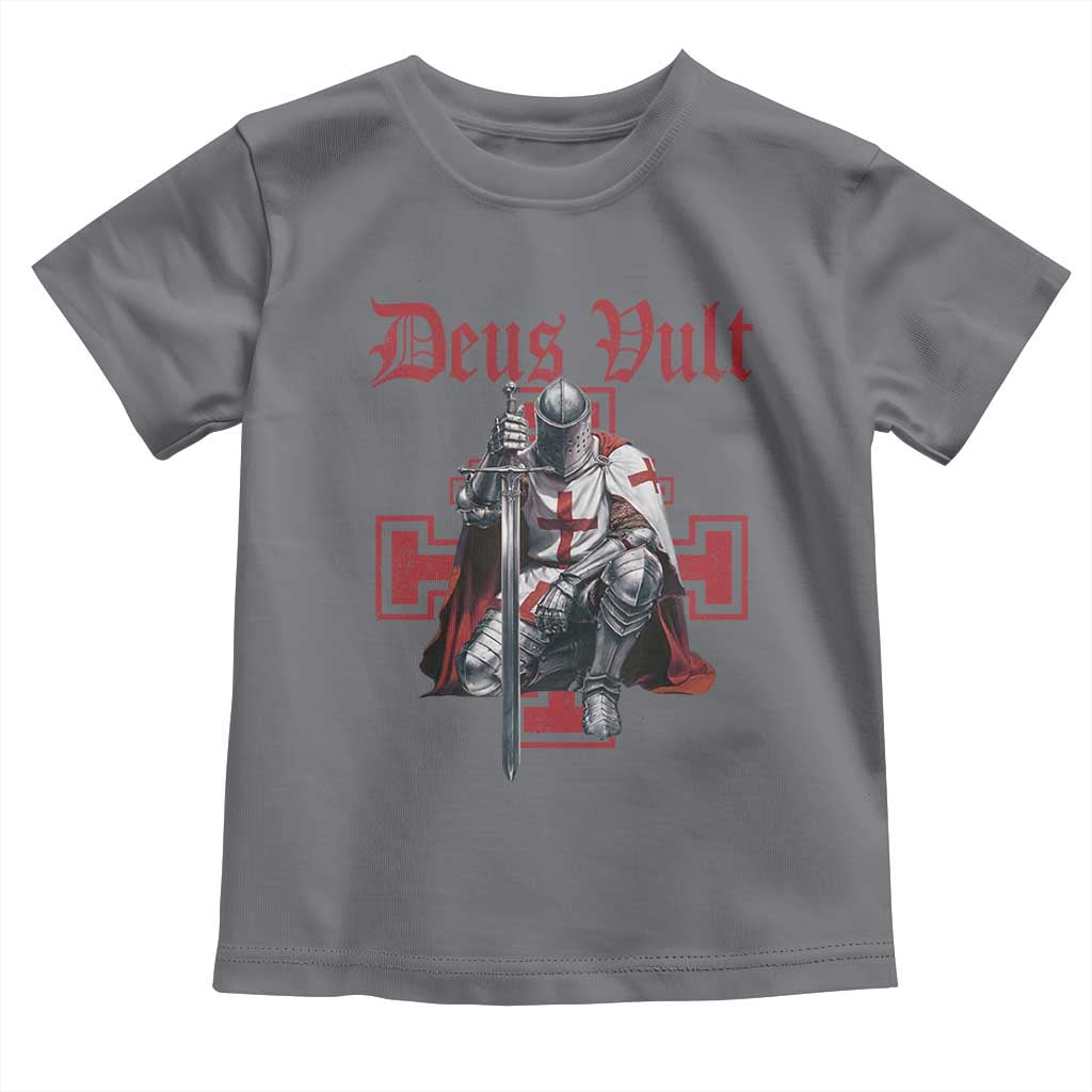 Deus Vult Knight Templar Toddler T Shirt Crusader Cross TS10 Charcoal Print Your Wear