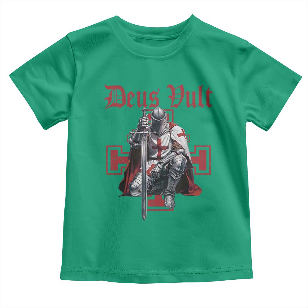 Deus Vult Knight Templar Toddler T Shirt Crusader Cross TS10 Irish Green Print Your Wear