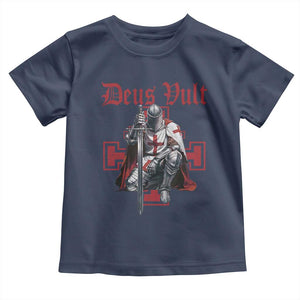 Deus Vult Knight Templar Toddler T Shirt Crusader Cross TS10 Navy Print Your Wear