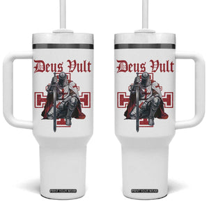 Deus Vult Knight Templar Tumbler With Handle Crusader Cross TS10 One Size: 40 oz White Print Your Wear