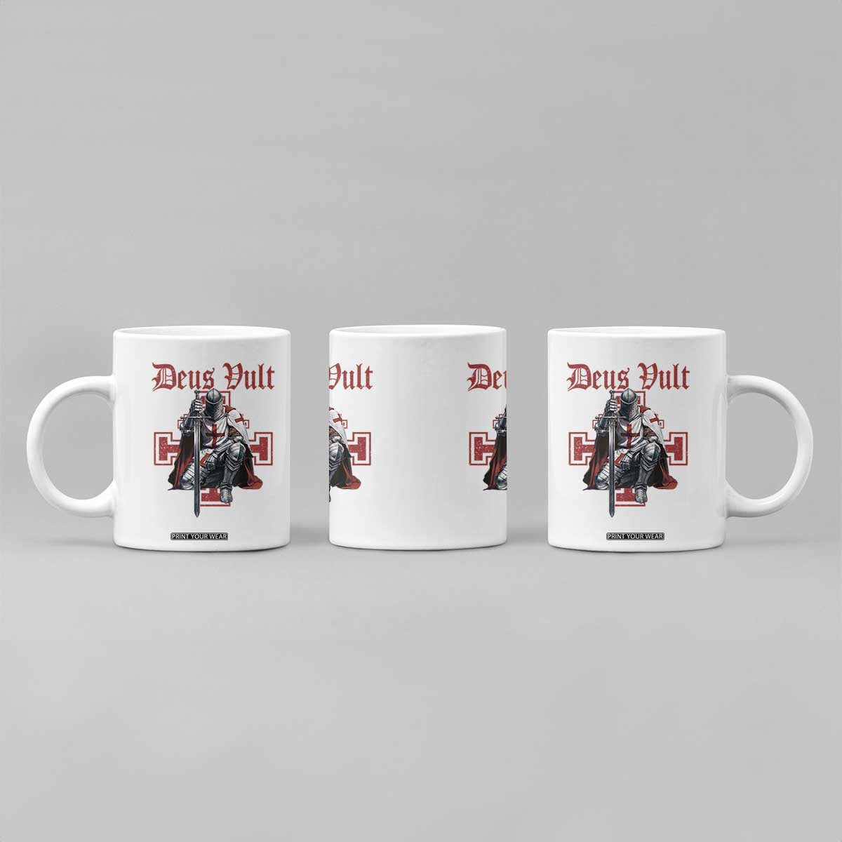Deus Vult Knight Templar Coffee Mug Crusader Cross TS10 Print Your Wear