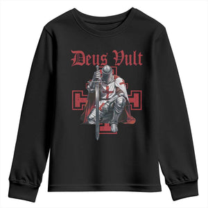 Deus Vult Knight Templar Youth Sweatshirt Crusader Cross TS10 Black Print Your Wear