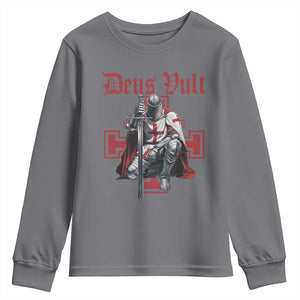 Deus Vult Knight Templar Youth Sweatshirt Crusader Cross TS10 Charcoal Print Your Wear
