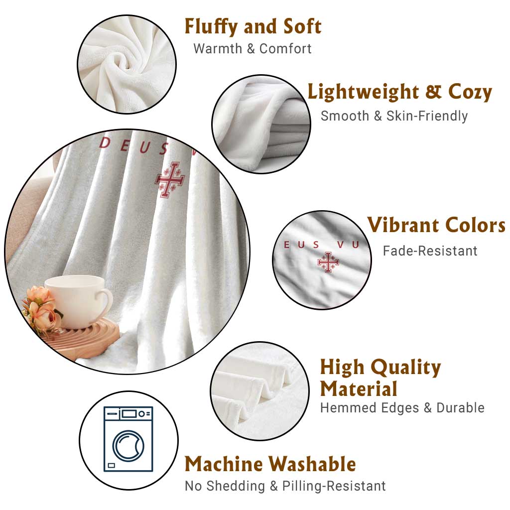 Catholic Knight Templar Crusader Cross Throw Blanket Subtle Minimal Christian Faith Deus Vult TS10 Print Your Wear