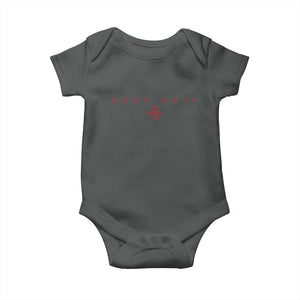 Catholic Knight Templar Crusader Cross Baby Onesie Subtle Minimal Christian Faith Deus Vult TS10 Dark Heather Print Your Wear