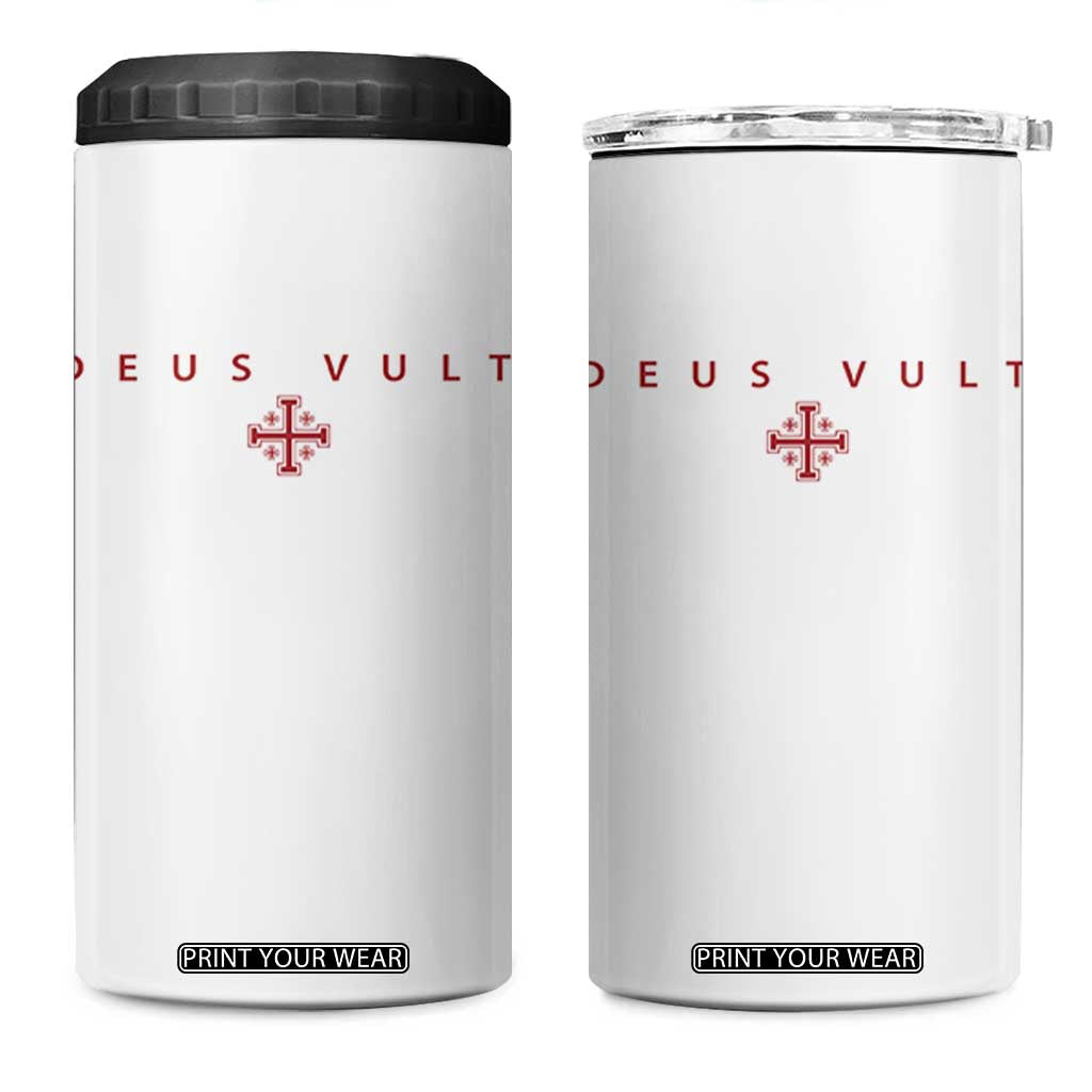 Catholic Knight Templar Crusader Cross 4 in 1 Can Cooler Tumbler Subtle Minimal Christian Faith Deus Vult TS10 One Size: 16 oz White Print Your Wear