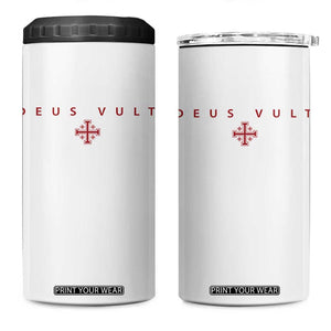 Catholic Knight Templar Crusader Cross 4 in 1 Can Cooler Tumbler Subtle Minimal Christian Faith Deus Vult TS10 One Size: 16 oz White Print Your Wear