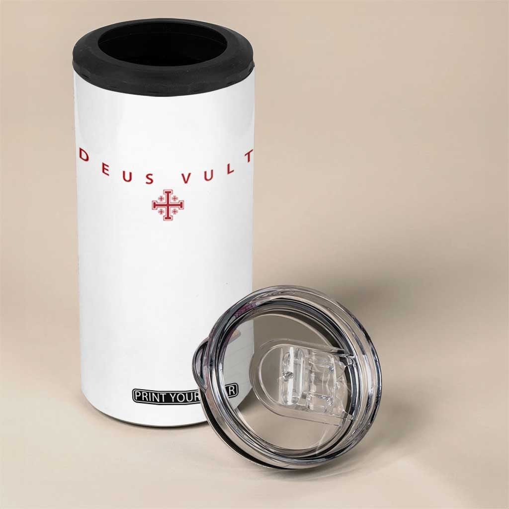 Catholic Knight Templar Crusader Cross 4 in 1 Can Cooler Tumbler Subtle Minimal Christian Faith Deus Vult TS10 Print Your Wear