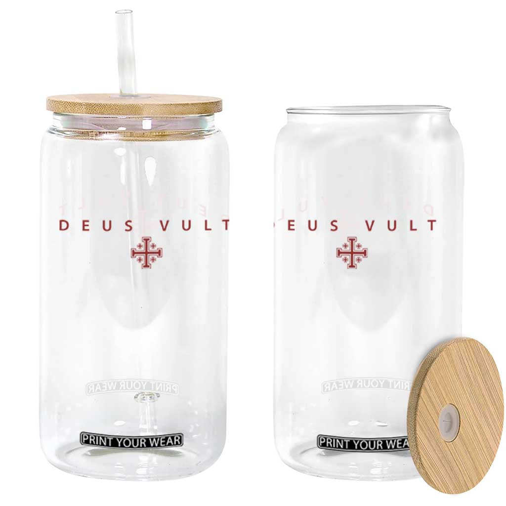 Catholic Knight Templar Crusader Cross Glass Can Subtle Minimal Christian Faith Deus Vult TS10 Print Your Wear