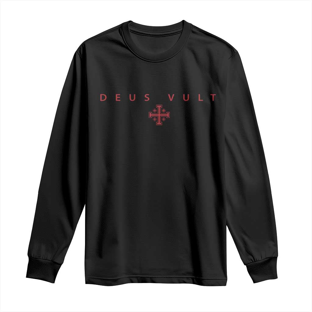 Catholic Knight Templar Crusader Cross Long Sleeve Shirt Subtle Minimal Christian Faith Deus Vult TS10 Black Print Your Wear