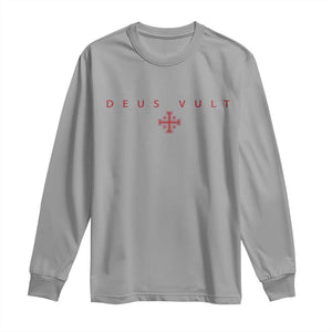 Catholic Knight Templar Crusader Cross Long Sleeve Shirt Subtle Minimal Christian Faith Deus Vult TS10 Sport Gray Print Your Wear