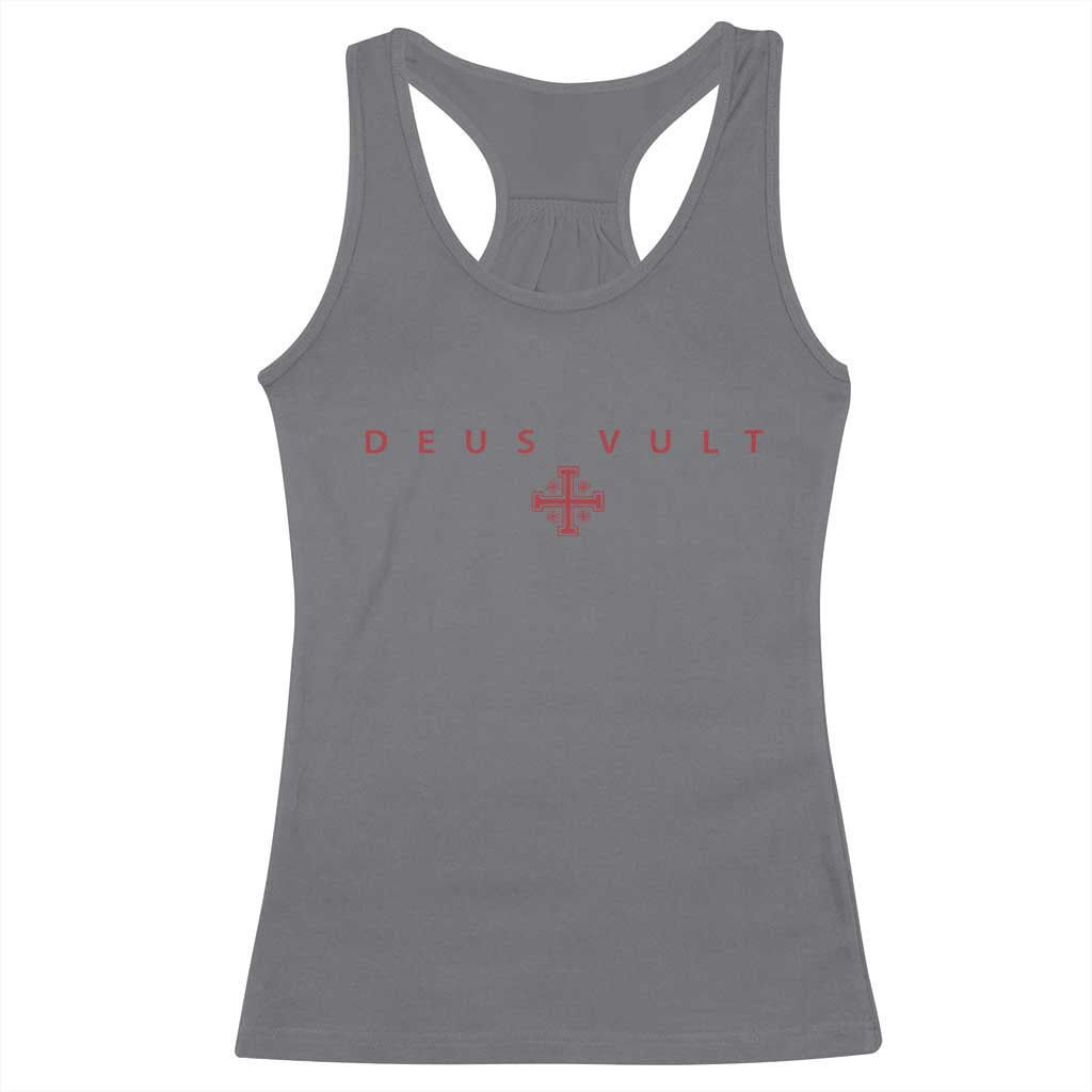 Catholic Knight Templar Crusader Cross Racerback Tank Top Subtle Minimal Christian Faith Deus Vult TS10 Charcoal Print Your Wear