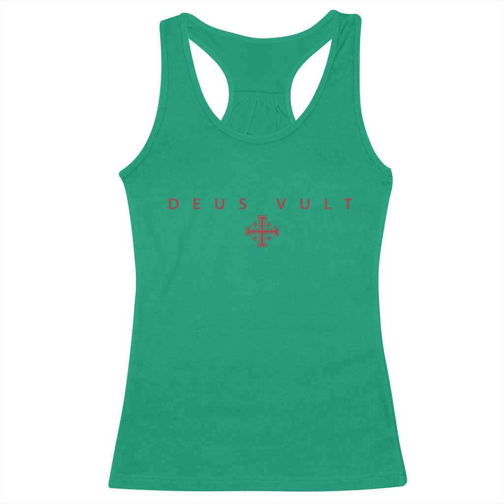 Catholic Knight Templar Crusader Cross Racerback Tank Top Subtle Minimal Christian Faith Deus Vult TS10 Irish Green Print Your Wear