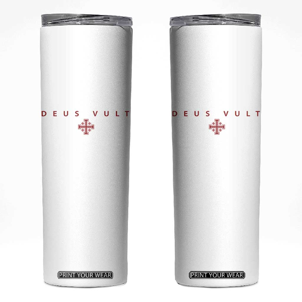 Catholic Knight Templar Crusader Cross Skinny Tumbler Subtle Minimal Christian Faith Deus Vult TS10 White Print Your Wear