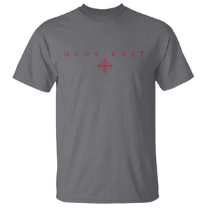 Catholic Knight Templar Crusader Cross T Shirt - Subtle Minimal Christian Faith Deus Vult Tee TS10 Charcoal Print Your Wear