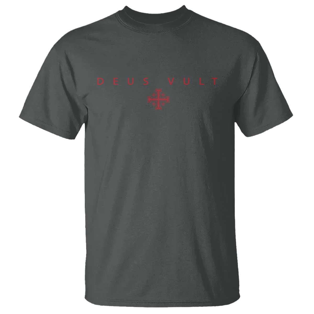 Catholic Knight Templar Crusader Cross T Shirt - Subtle Minimal Christian Faith Deus Vult Tee TS10 Dark Heather Print Your Wear