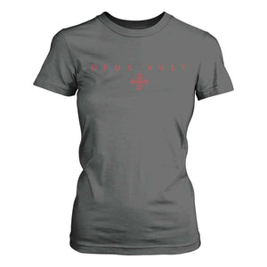 Catholic Knight Templar Crusader Cross T Shirt For Women Subtle Minimal Christian Faith Deus Vult TS10 Dark Heather Print Your Wear
