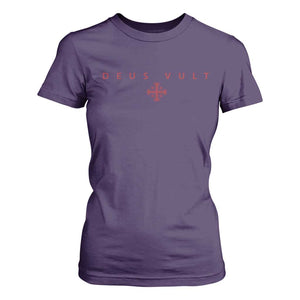 Catholic Knight Templar Crusader Cross T Shirt For Women Subtle Minimal Christian Faith Deus Vult TS10 Purple Print Your Wear