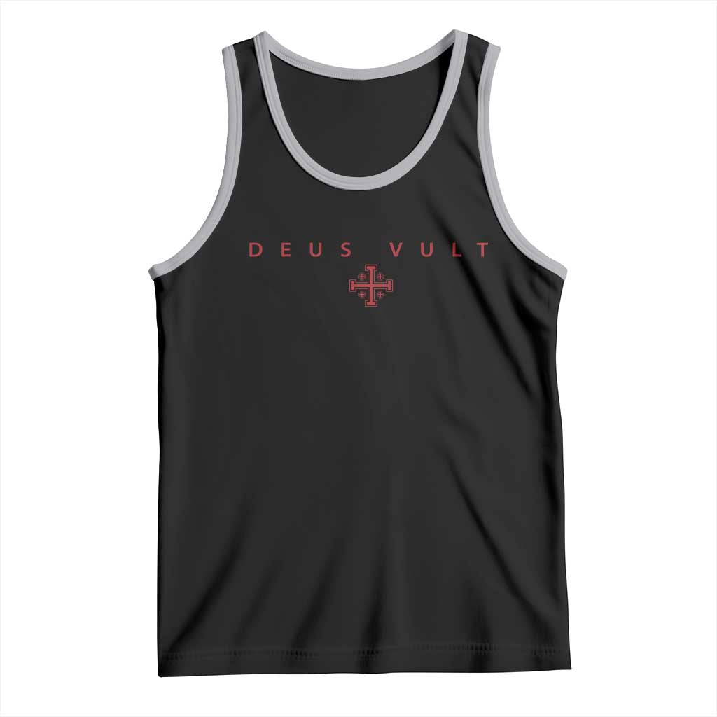 Catholic Knight Templar Crusader Cross Tank Top Subtle Minimal Christian Faith Deus Vult TS10 Black Athletic Heather Print Your Wear