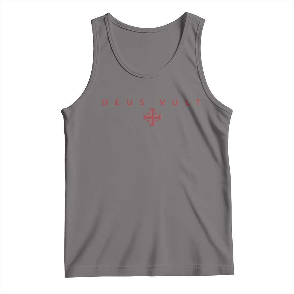 Catholic Knight Templar Crusader Cross Tank Top Subtle Minimal Christian Faith Deus Vult TS10 Deep Heather Print Your Wear