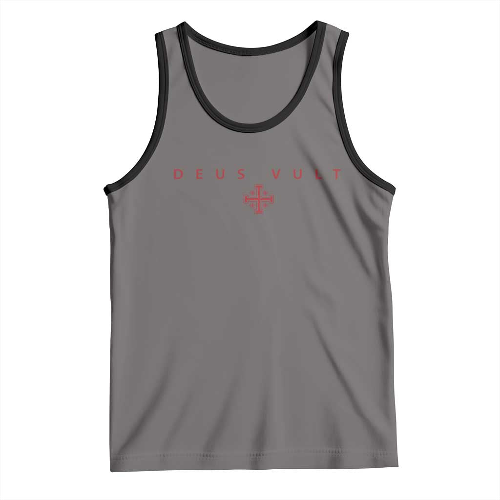 Catholic Knight Templar Crusader Cross Tank Top Subtle Minimal Christian Faith Deus Vult TS10 Deep Heather Black Print Your Wear