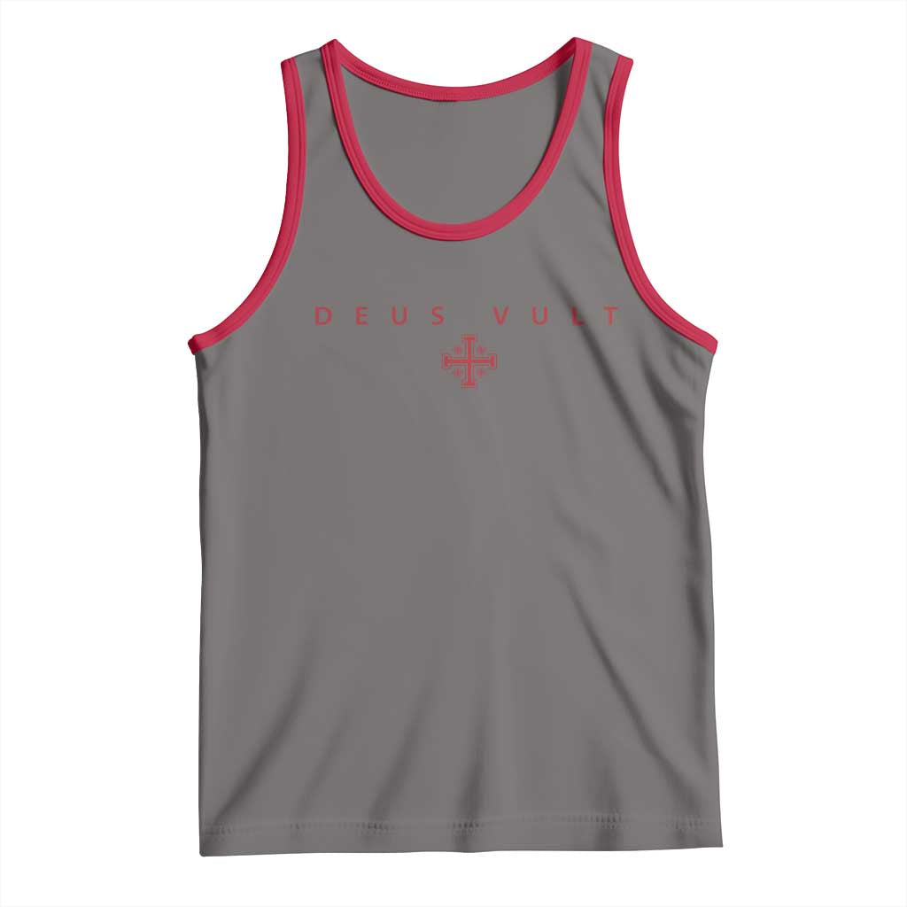 Catholic Knight Templar Crusader Cross Tank Top Subtle Minimal Christian Faith Deus Vult TS10 Deep Heather Red Print Your Wear