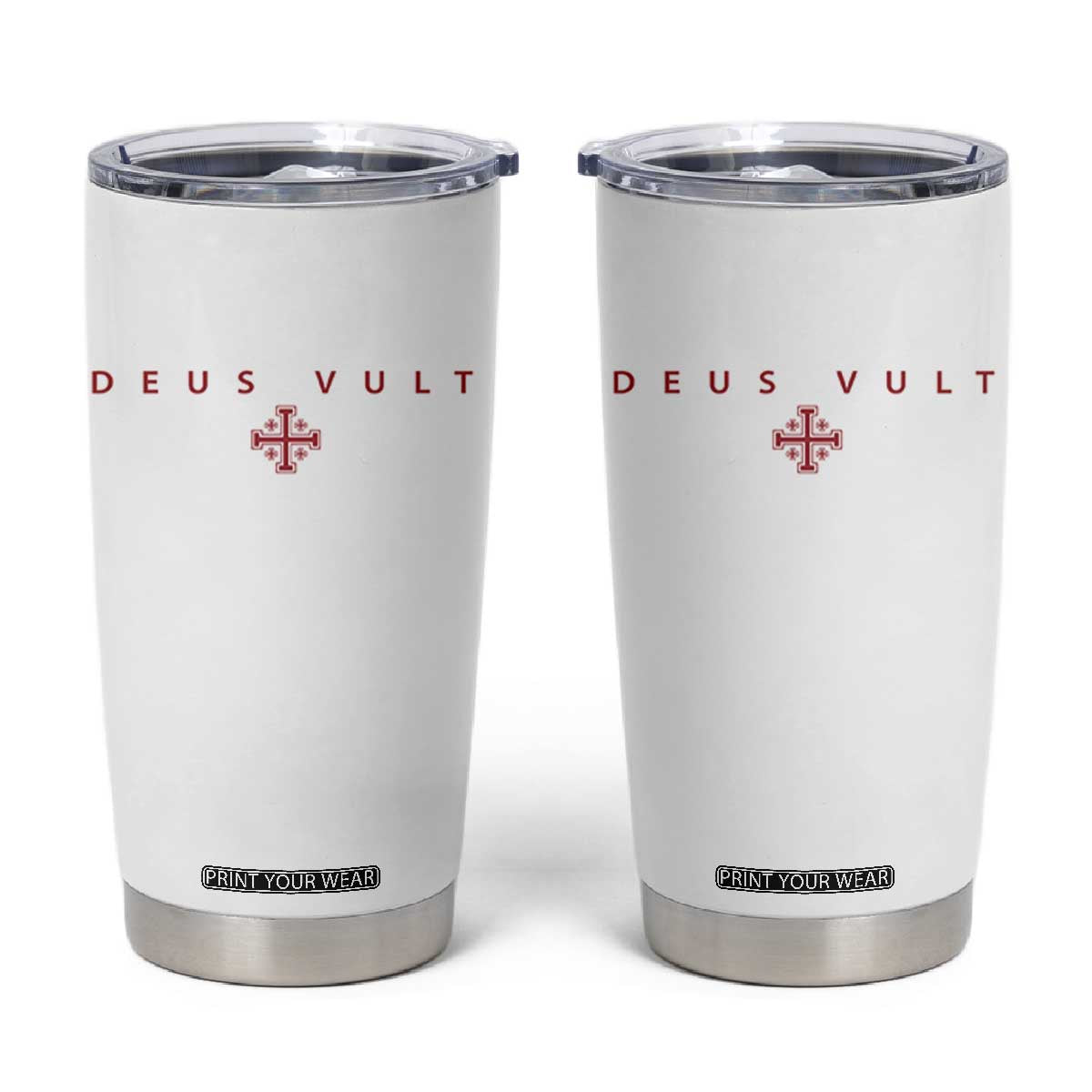 Catholic Knight Templar Crusader Cross Tumbler Cup Subtle Minimal Christian Faith Deus Vult TS10 White Print Your Wear