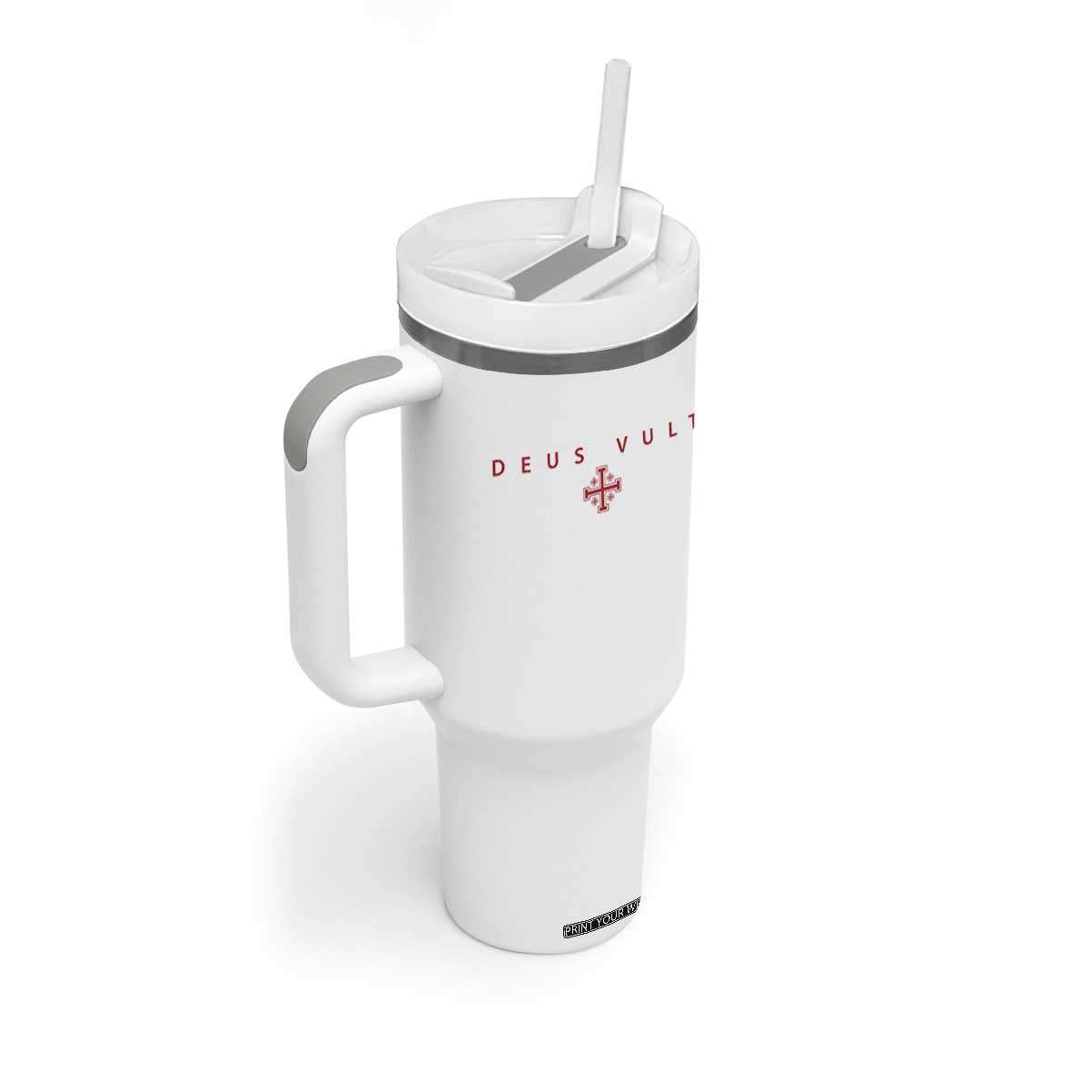 Catholic Knight Templar Crusader Cross Tumbler With Handle Subtle Minimal Christian Faith Deus Vult TS10 Print Your Wear