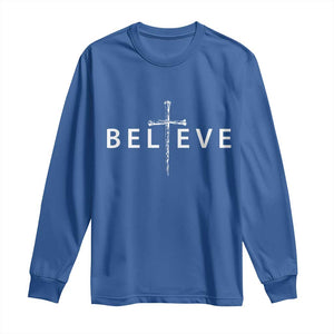 Cross Christian Religious Believe Blessed Faith Graphic Long Sleeve Shirt TS10 Royal Blue Print Your Wear