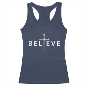 Cross Christian Religious Believe Blessed Faith Graphic Racerback Tank Top TS10 Navy Print Your Wear