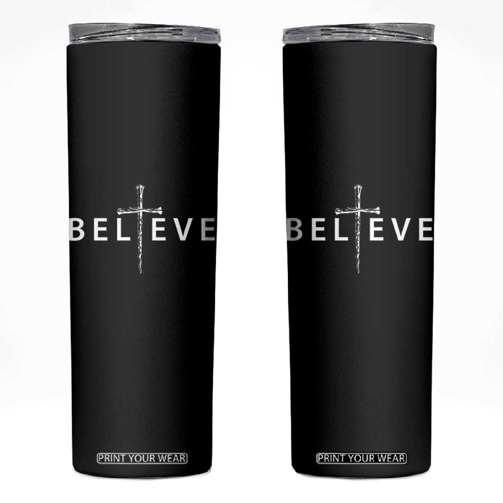 Cross Christian Religious Believe Blessed Faith Graphic Skinny Tumbler TS10 Black Print Your Wear